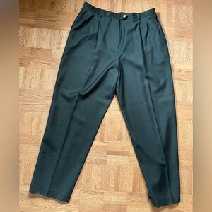 Dark Olive 100% Wool Pants | Proportions Petites | Waist 34”-36” Inseam 28.5”